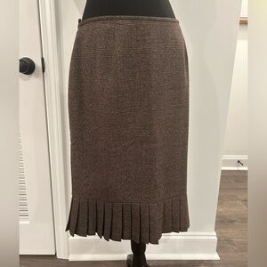 Larry Levine Brown Plaid Ruffle Hem Skirt Sz 10